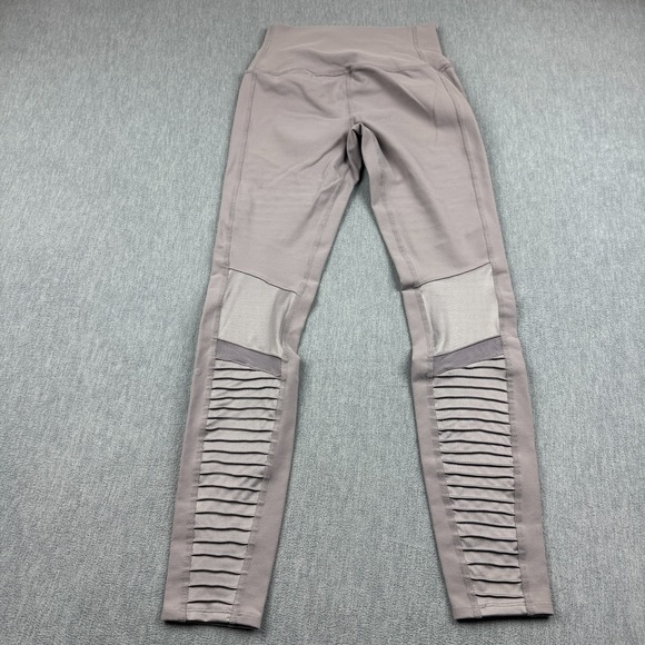 Alo Yoga Leggings Womens Small Purple Moto Ribbed 28" High-Waist Running Active - Picture 12 of 13